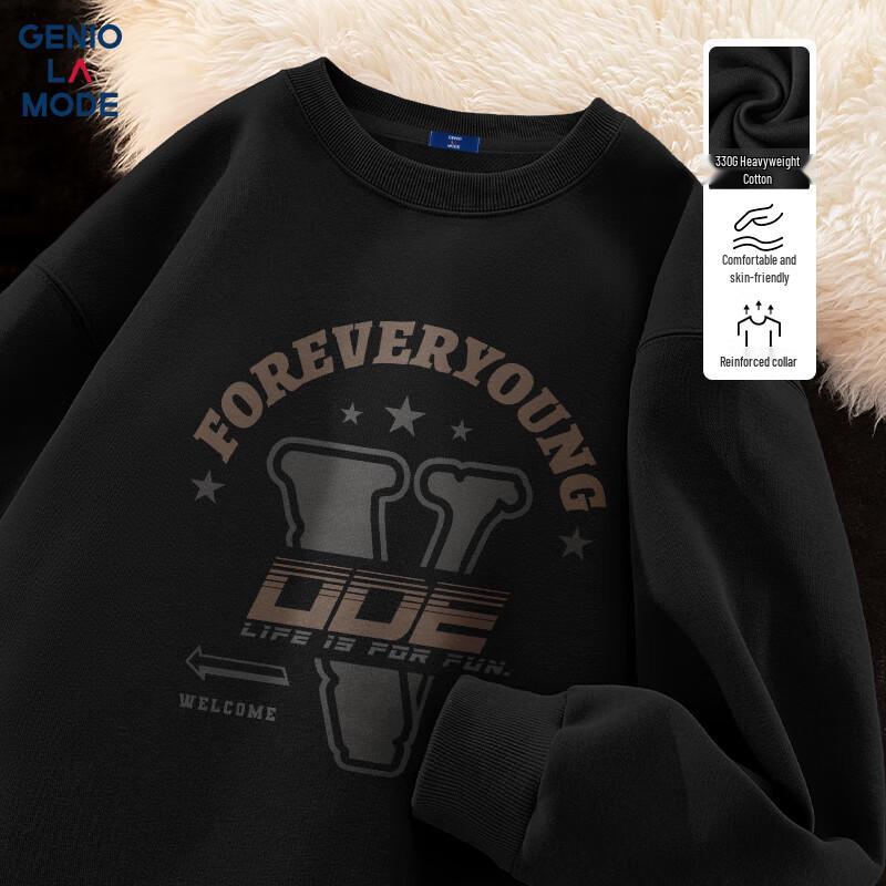 

GENIOLAMODE Men s Loose Fit Crew Neck Sweatshirt L