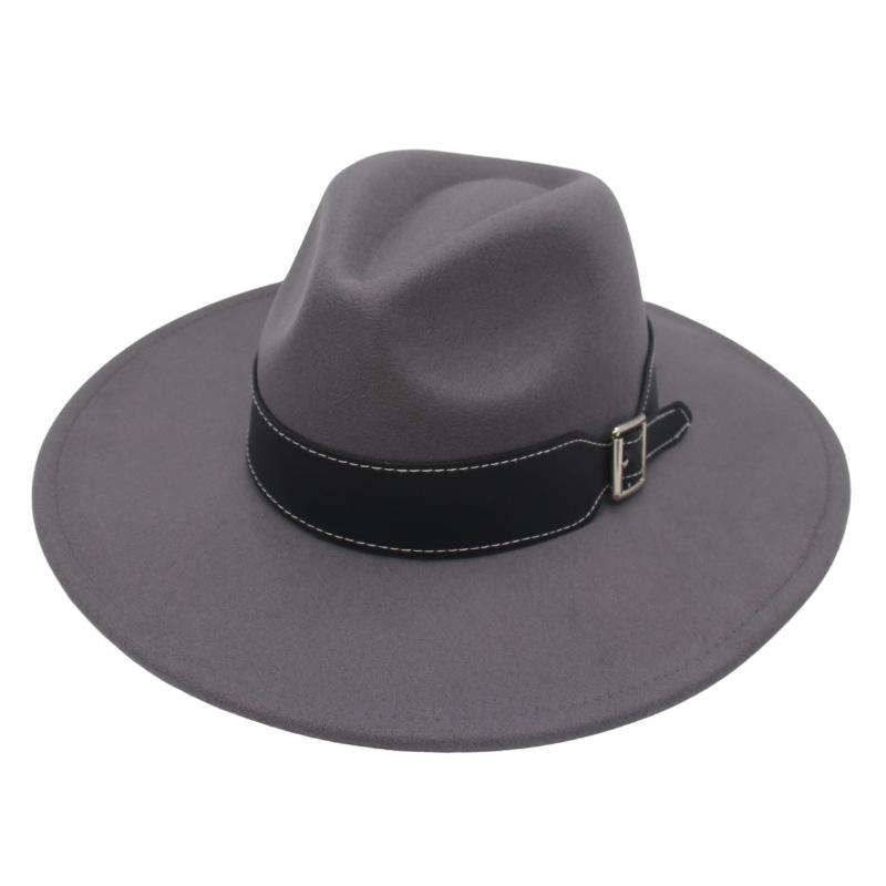 New Black Belt, Large Brim, High-End Clothing With Wholesale Men'S And Women'S Felt Woolen Top Hats