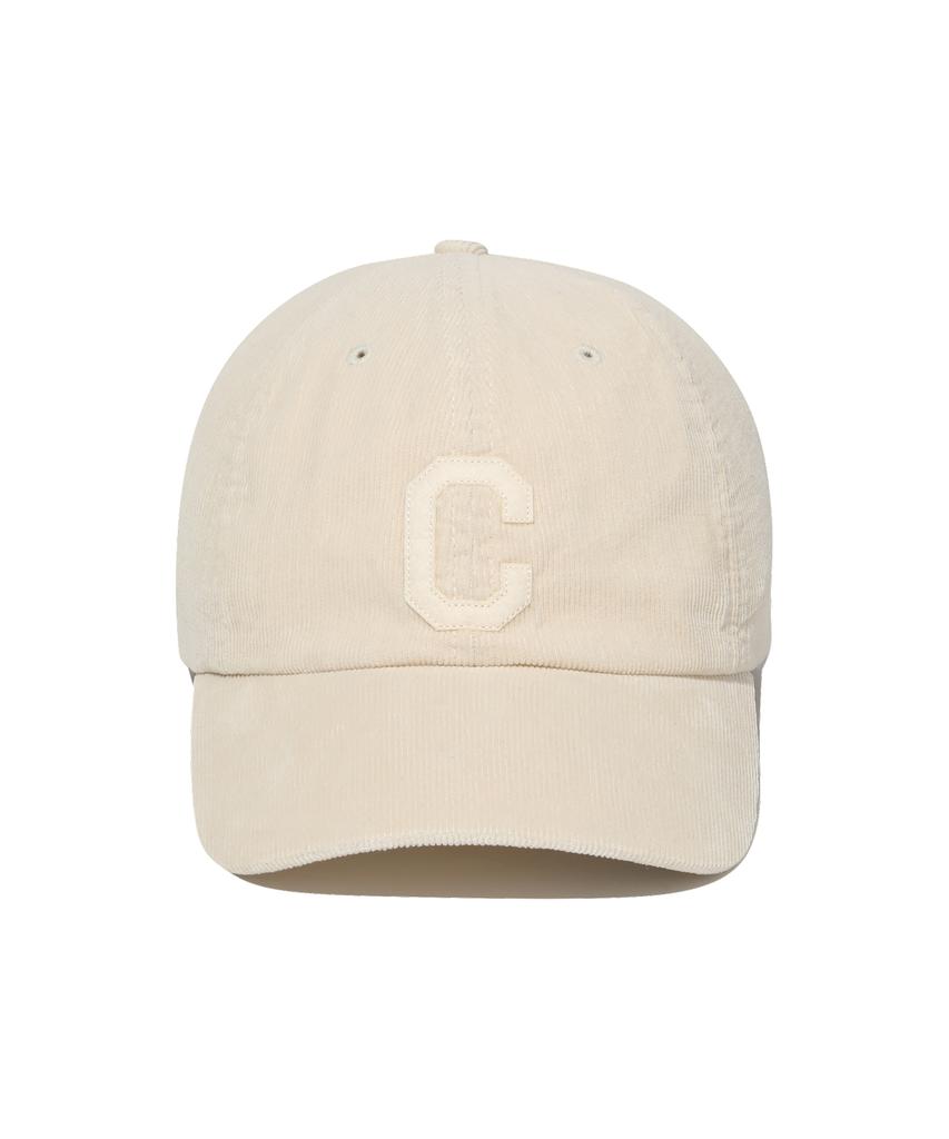 COVERNAT [Cozy Fit] C Logo Applique Corduroy Ball Cap Ivory