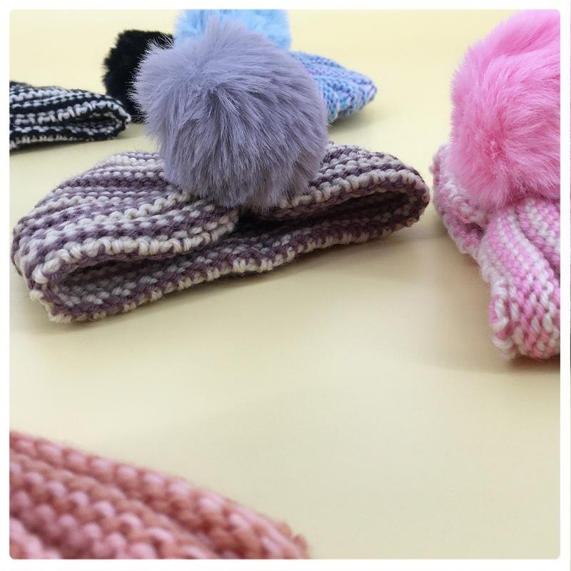 New Baby Wool Hat, Cute Warm Hairball Children's Hat, Autumn and Winter Baby Fontanelle Knitted Hat