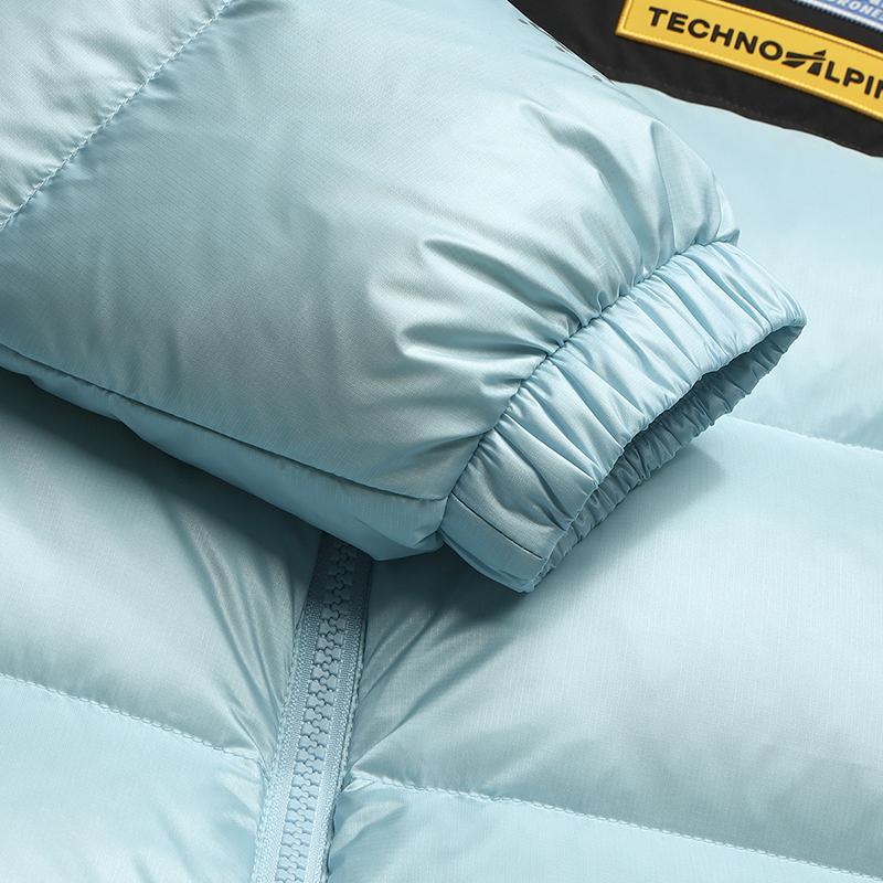 FILA Ski Series 4810 Snow Peak Goose Down Fashion Trendy Personalized Ski Sports Protective Warm Spliced Stand Collar Down Jacket A11W546921FLB