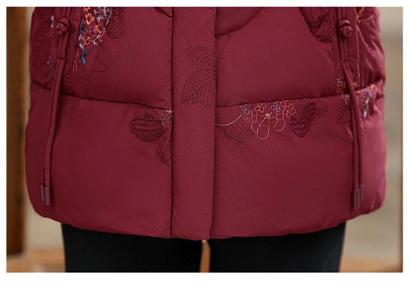 Winter Warm Cotton Coat for Middle-Aged and Elderly Women - Mid-Length Grandma Style Jacket