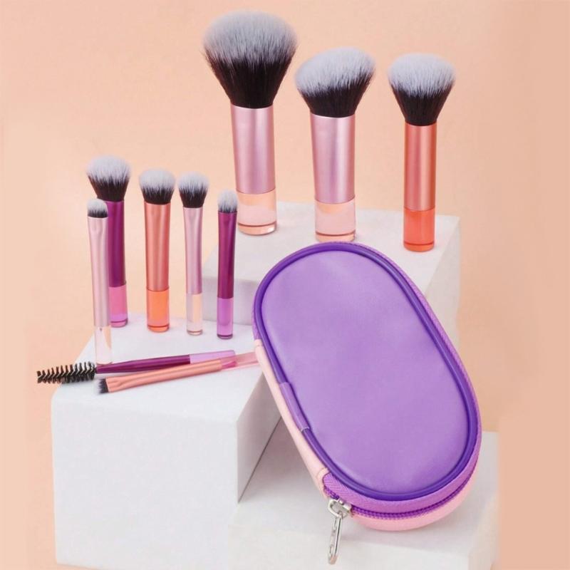 ELegant Makeup Brush Set 10pcs Professional Cosmetic Tools Multifunctional With Carrying Pouch For Beauty Enthusiasts