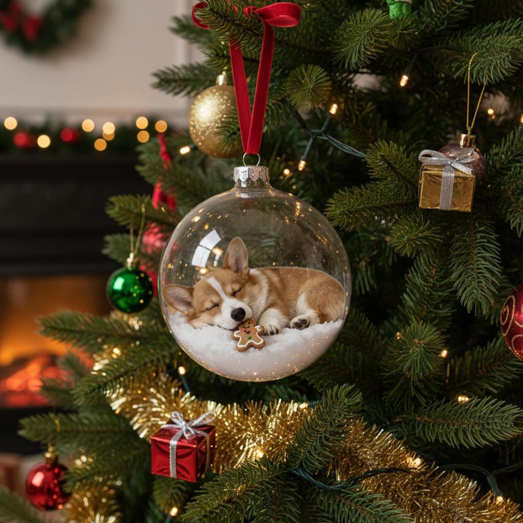 Christmas Ball Shatterproof Hangable Decoration Transparent Dog Balls For Tree For Shopping Mall Bedroom Window Store Home