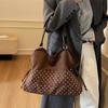 Damen Mode Gepunktet Leopard Schultertasche Braun Matt Vielseitig Lässige Tragetasche Handtasche