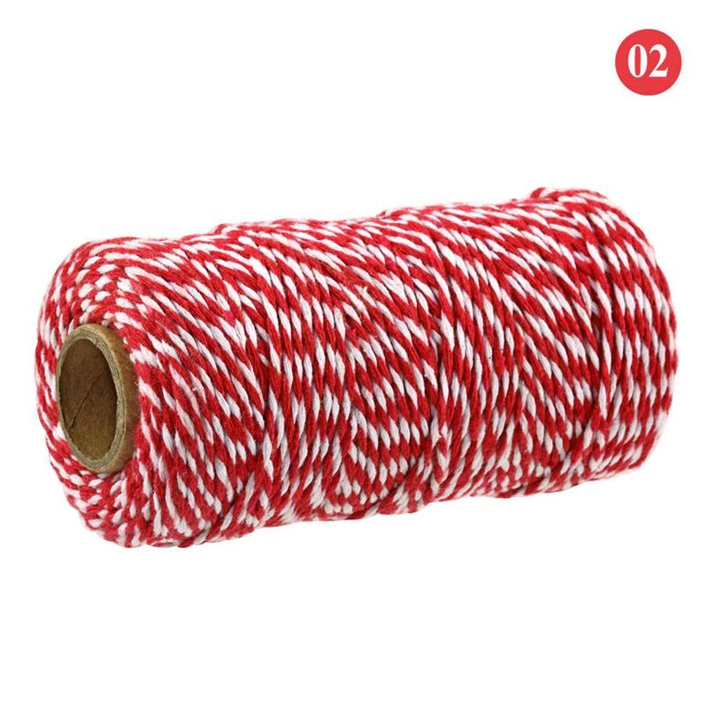 100Meter/Roll Two Colors Cotton Cord Baker Twine Colorful Cotton Crafts Twine Macrame Cord String Bandage Label Rope