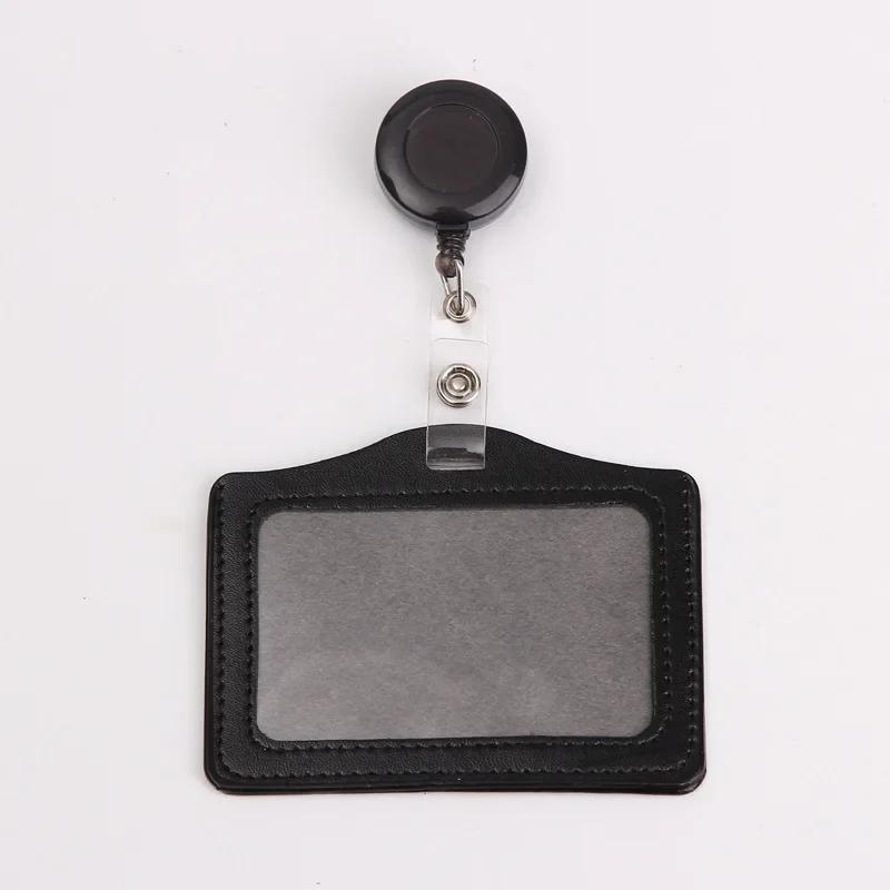 

Women Man Bank Credit ID Card Holders Bus Identity Badge Protector Cover Bus Card Covers with Retractable Reel Office Supply чёрный