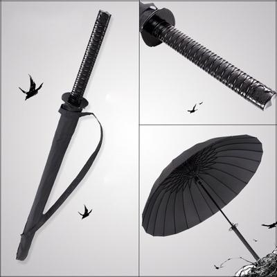 Nová kreativní dlouhá rukojeť Velký deštník se samurajským mečem odolný proti větru Japonský ninja Sluneční déšť Rovné deštníky Automatické otevírání