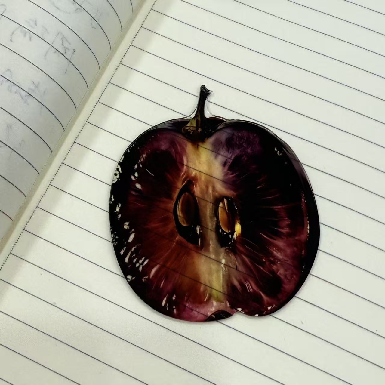 

1pc Apple & Fig Fruit Acrylic Bookmark - Translucent Page Marker, Cute Book Accessory for E-Books & Physical Books, Creative Gift Grape