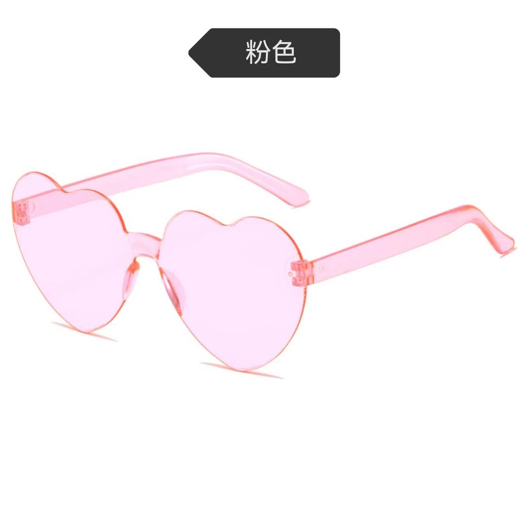 Peach Heart Sunglasses Love Glasses Trend Frameless One-Piece Marine Film Dazzling Color Sunglasses