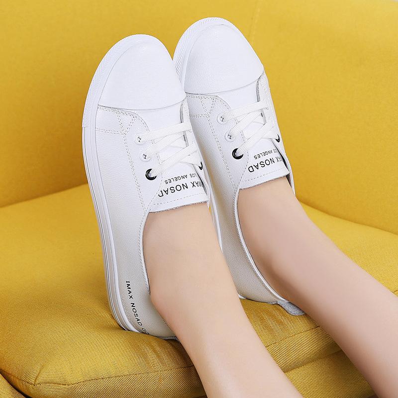 Satın alın Casual White Shoes Women's Leather Shoes White Soft Leather