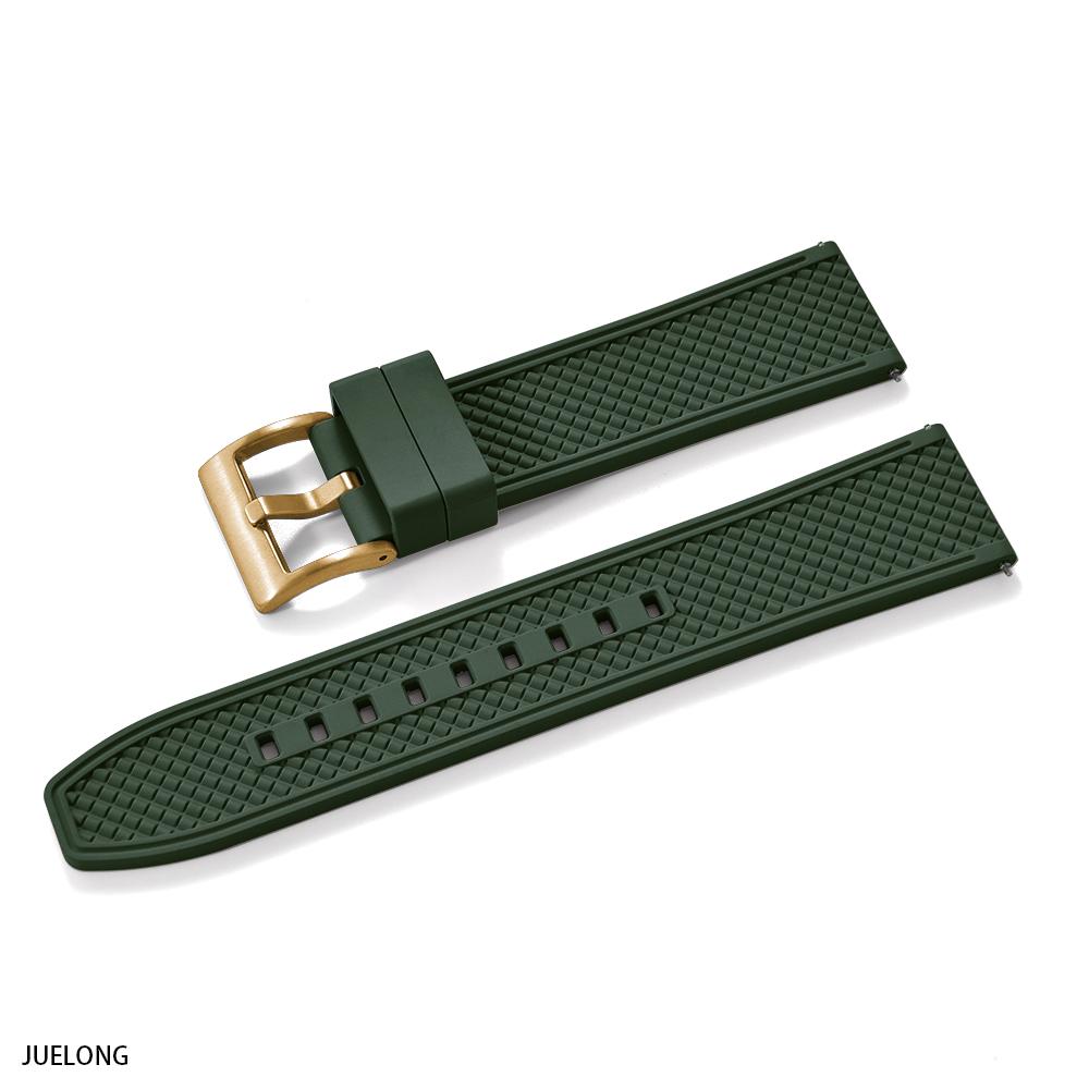 Professional Diving Watch Band FKM Rubber Strap 18mm 20mm 22mm 24mm Quick Release Bullet Shape for Dive Watch Waterproof Durabl