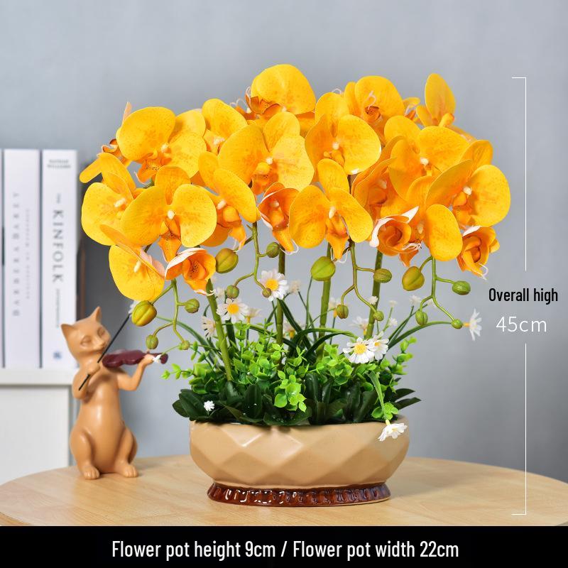 Artificial Phalaenopsis Flower Set: Indoor TV Cabinet Decor