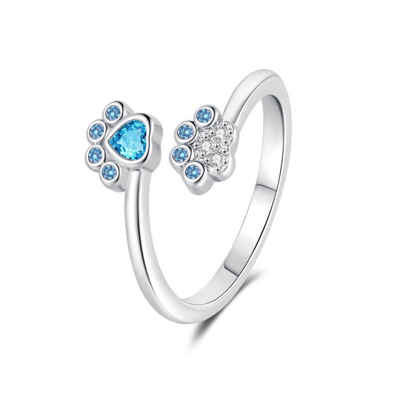 

Elegant Paw Print Ring: Women s Fashion Colored Zirconia Jewelry Adjustable платиновый