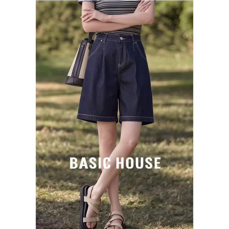 Basic House Women s High-Waist Tencel Denim Bermuda Shorts 2XL