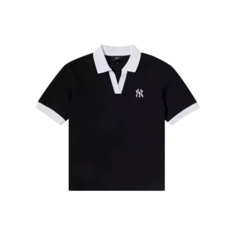 MLB T Shirts Unisex Black Polo Collar Moderate Straight Fit 3FPQB0233-50BKS XS