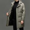 Men's Casual 90% White Duck Down Hooded Jacket - 2025 Winter Middle-aged Business Outerwear