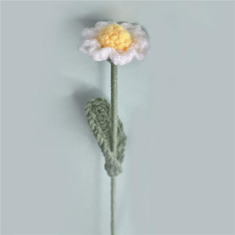 Knitted Artificial Flowers Finished Hand Woven Flower Handmade Simulation Flower Yarn Crochet Rose Sunflower Wedding Decor 1PC