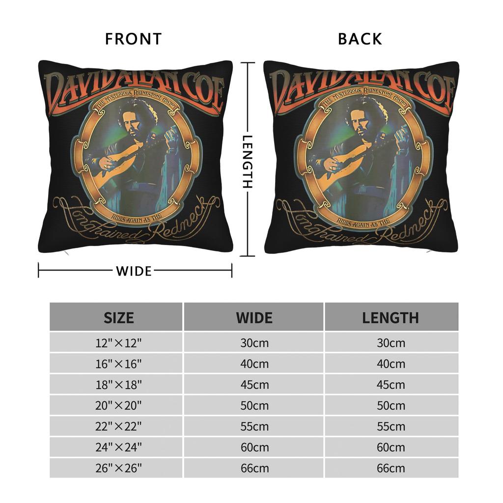 Pillow Cover In Memory Of David Allan Coe 1939- Retro Portrait Tribute Pillow Case For Chair Sofa Home Decor Pillowcases