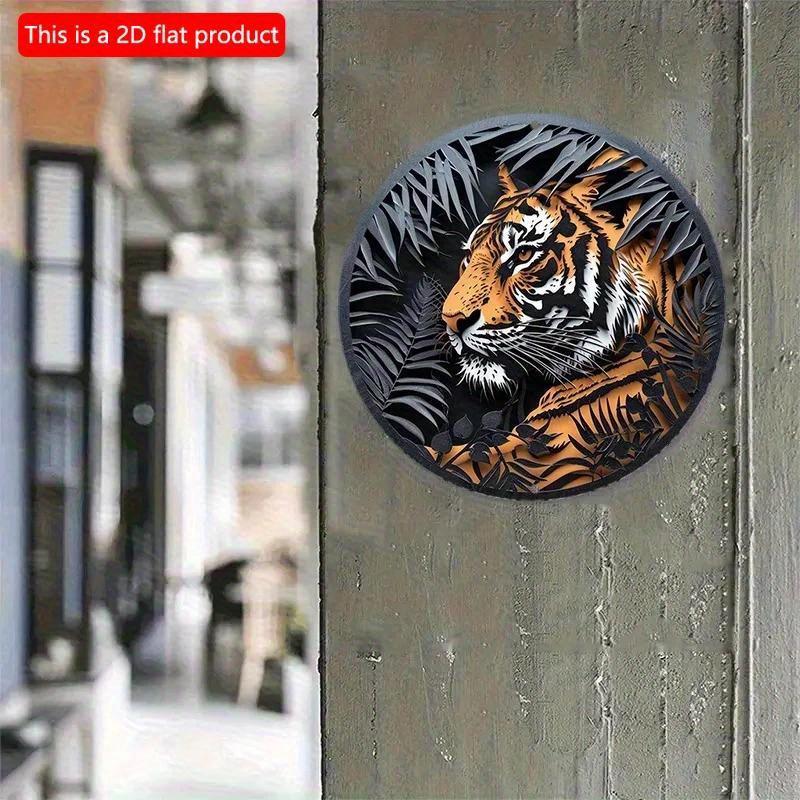2d flat 20*20cm Wooden Sign, Creative Tiger Pattern Wooden Sign Decor, Home Decor, Wall Decoration, for Home, Kitchen, Garden, Bedroom, Bar Decor.