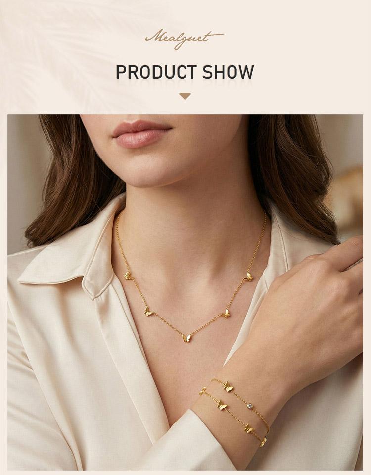 Edelstahl Schmetterling Charm Armband für Damen Zierlich Anlaufgeschützt Wasserdicht Schmuck