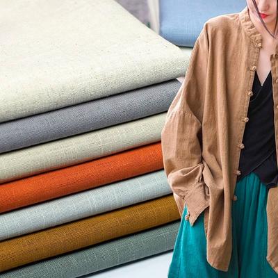 100x135cm Ramie Cotton Bamboo Section Fabric Spring and Autumn Summer Solid Color Retro Disc Button Top Pants Set Fabric