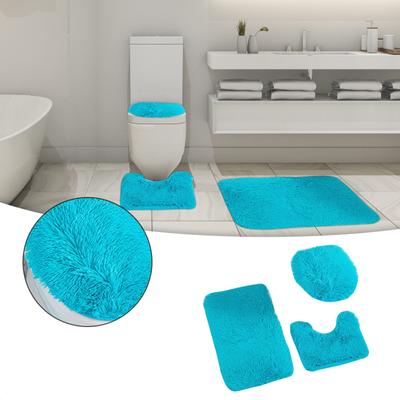 Bathroom Decorative Rug Set Of 3, Chenille Plush Large Rug, Rug And Toilet Seat Cover With Non- Rubber Backing