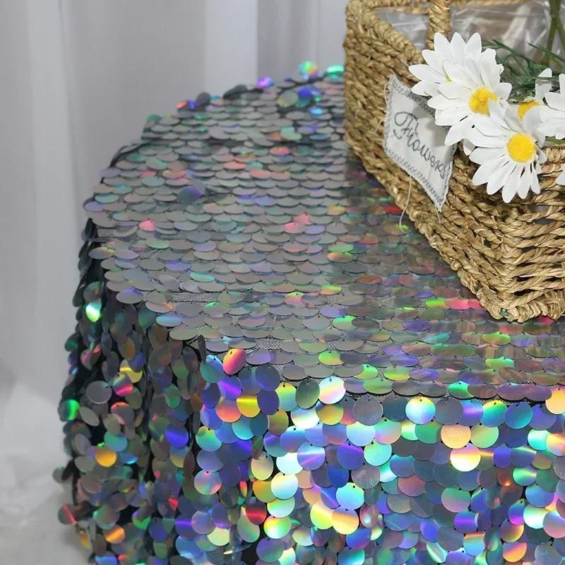 1,8 cm runder Paillettenstoff aus schwarzem Netzgarn, farbenfroh, für Hochzeiten, Geburtstage, Festivals, Partys, Bühnenhintergründe