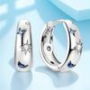Cute Female Small White Blue Zircon Stone Hoop Earrings Vintage Fashion Silver Color Wedding  For Women