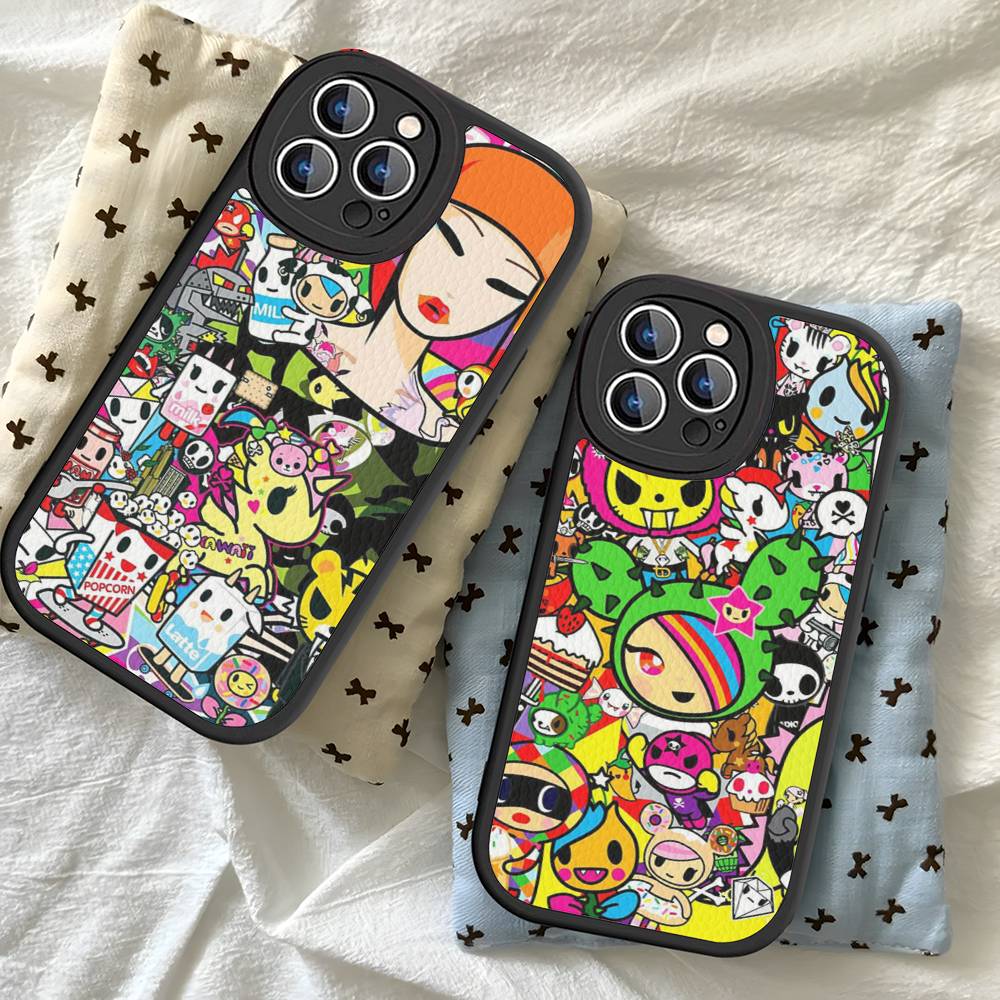 Japan T-Tokidokis Phone Case For iPhone 16 15 14 13 12 11 Pro Max Plus Soft Leather Cover