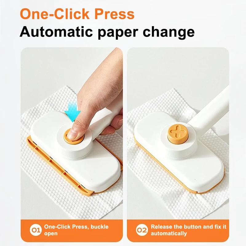 360°Rotating Mini Mop Portable Handheld Wall-mounted with Disposable Face Towel Cleaner for Home Kitchen Bathroom Cleaning Tools