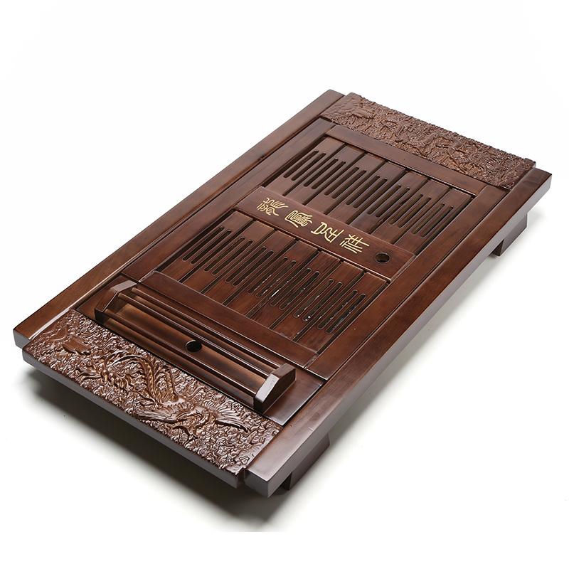 Chinese Solid Wood Tea Tray Drain Storage Tray Storage Supplies Living Room Coffee Table Ornaments Home Kung Fu Tea Set