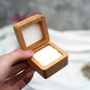 Natural Wooden Flip Ring Box Walnut Small Jewelry Display Box Engagement Wedding Jewelry Gift Box Easy To Carry