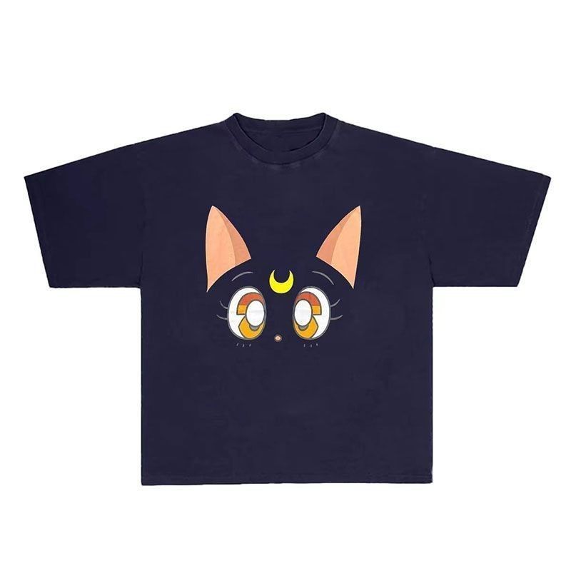 

Sailor Moon Luna Printed Cotton Ladies Short Sleeve Girls TShirt ParentChild Clothing Childrens Japan Anime Tee Top Summer 4XL