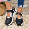 Women's Thick-Soled Velcro-Strap Color-Blocked Round-Toe Flat Casual Slip-On Shoes, Versatile European Style.