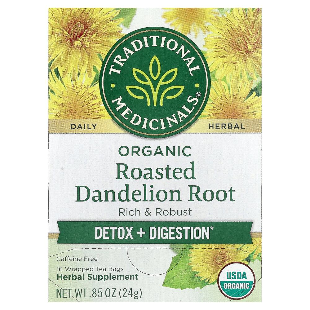 Traditional Medicinals Roasted Dandelion Root Caffeine-Free Tea, 16 Wrapped Tea Bags, 24g (0.85oz)