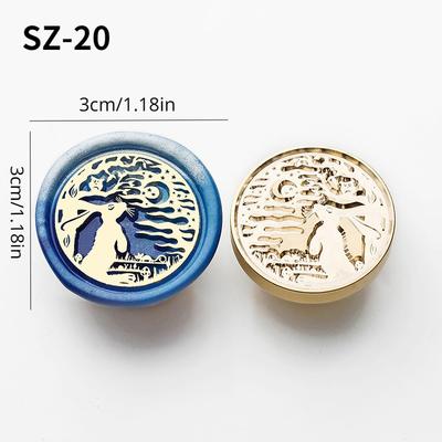 1PC 3cm Sceau de cire Métal Tête en cuivre Bricolage Artisanat Série Personnes et Animaux Sceau Cire à cacheter Enveloppe Invitation de mariage Sceau de cire