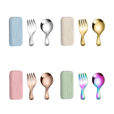 Portable Kids Utensils Set with Stainless Steel Spoon Fork and Case, Mini Tableware for Lunch Box Picnic Camping