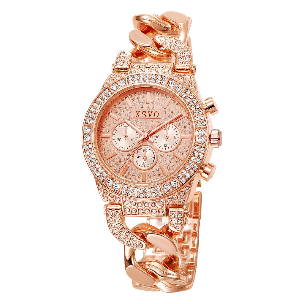 New Fashion Light Luxury Gimono Diamond Chain Strap for Women Quartz Watch for Christmas and Halloween Gifts
