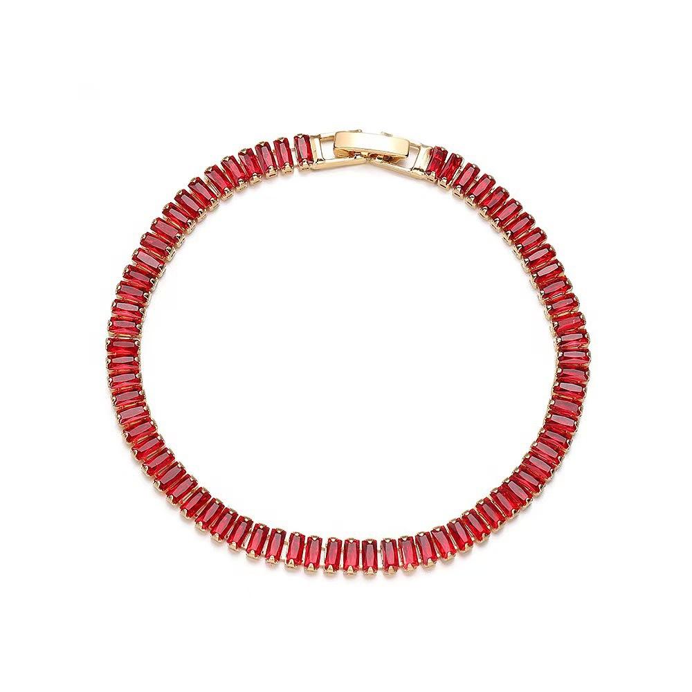 Earrings Color Zircon Bracelet Rectangle Full Diamond Tennis Bracelet E-Commerce Special Hand Jewelry
