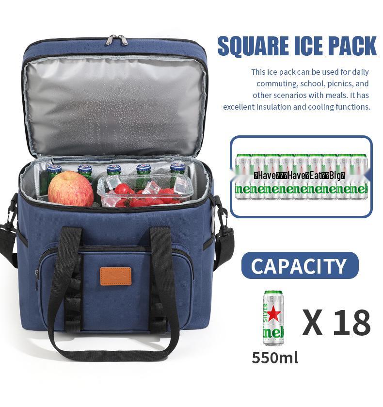 Large-Capacity Double-Layer Insulated Picnic Bag with Thick Aluminum Foil