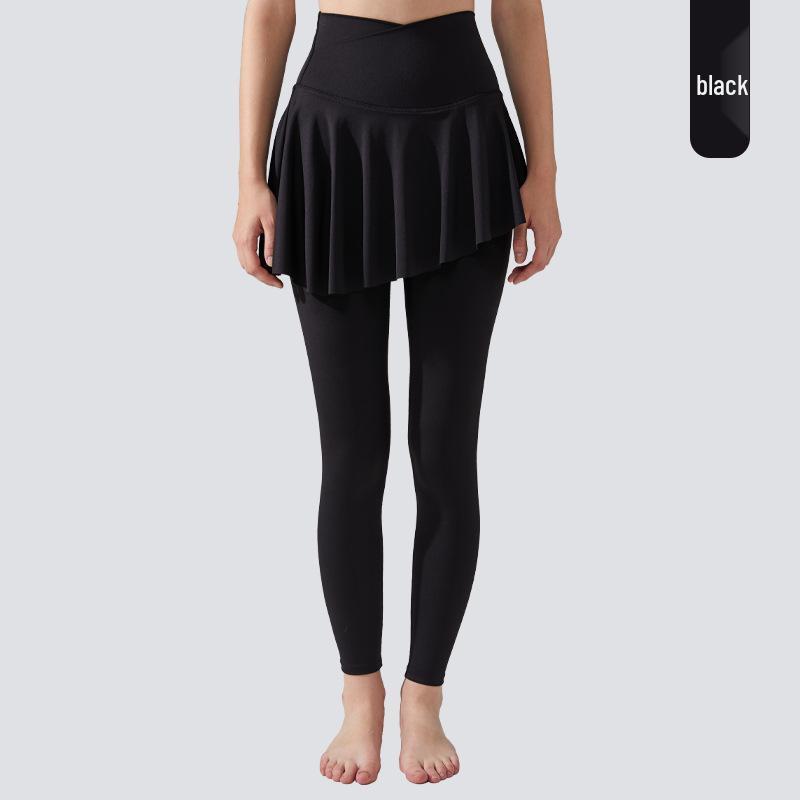 

Юбка-брюки для йоги из лайкры с высокой талией: Быстросохнущий, Защищающий от просвечивания, Ощущение обнаженности, Имитация двойки для бега и фитнеса Large