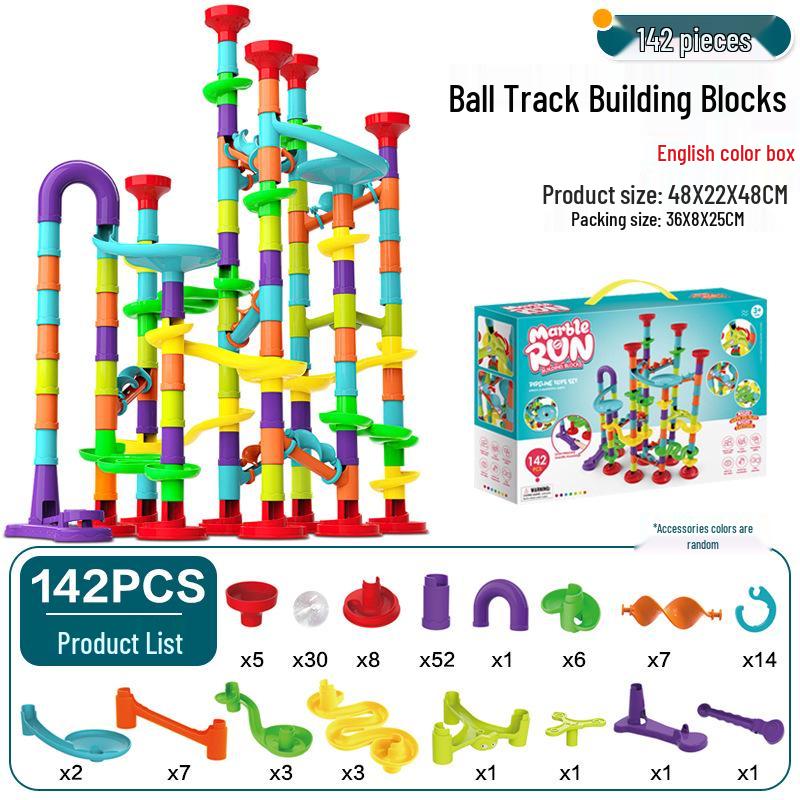 Interchangeable Marble Run Maze Building Set: Cross-Border Catapult Adventure