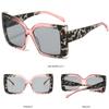 New Large Frame Oversized Square Sunglasses with Gradient Lenses Versatile Color Contrasting & Leopard Print Frames Glasses