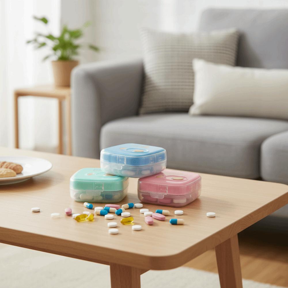 Mini Pillendose Einzelne Fächer Pillenspender Multifunktionale Medikamentenbox für Zuhause