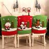 Santa Elk Snowman Printing Chair Cover Christmas Dinner Table Party Decoration