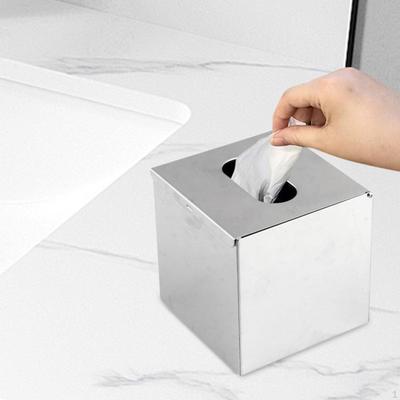 Square Stainless Steel Tissue Box Cover,Cube Paper Holder Modern Bathroom Decor Stylish for