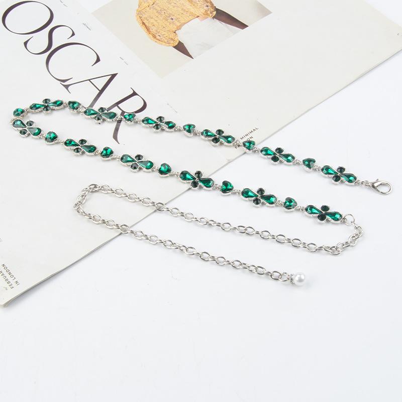 Small Fragrance Style Metal Waist Chain Women's Belt Fashionable Dress Decorative Rhinestone Ins Style Elegant and Versatile Women's Style