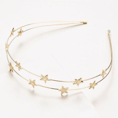 European and American Hot-Selling Personalized Metal Hair Accessories, Five-Pointed Star Double-Layer Hairband, Sweet and Ladylike Simple Hairband
