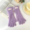 Soft Cashmere Winter Knitted Gloves Korean Style Full Finger Mittens Durable Warm Gloves  Women